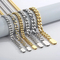 Four-Sided Polished Vacuum Plated Gold Cuban Bracelet, Ins Jewelry, Niche Rock and Hip-Hop Stainless Steel Men's Necklace Set