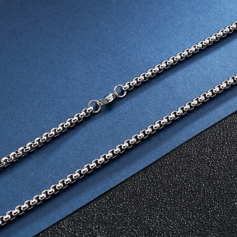 Square Pearl Chain Stainless Steel Polished Electroplated Single Chain Men's Necklace Versatile Accessory