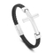 Trendy Stainless Steel Cross Woven Single Circle Cowhide Rope Leather Bracelet Wholesale Accessories