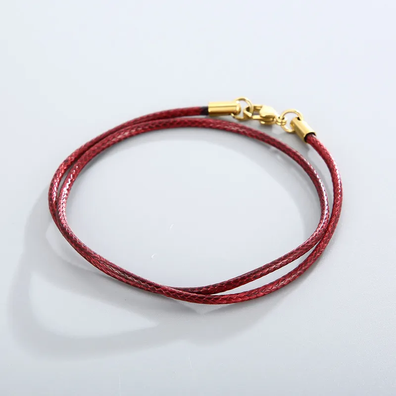Minimalist Men's and Women's Stainless Steel Buckle Wax Rope Necklace 45cm Jewelry