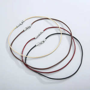Minimalist Men's and Women's Stainless Steel Buckle Wax Rope Necklace 45cm Jewelry