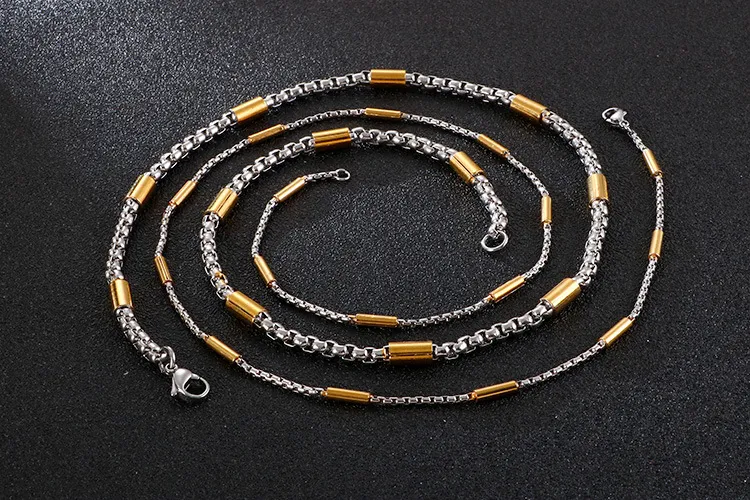Karen's New Stainless Steel Creative Square Pearl Trendy Necklace, Simple and Versatile, Suitable for Both Men and Women as a Collar Jewelry