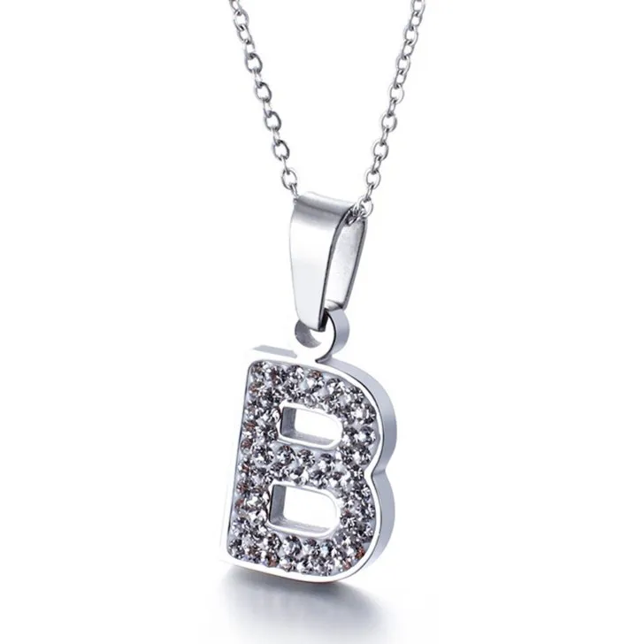 Sparkling Diamond Women's Necklace Featuring 26 English Letter Pendants