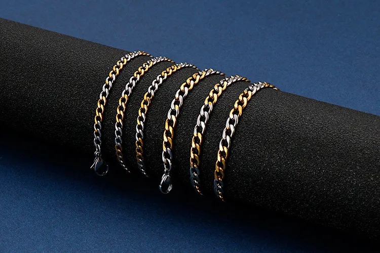 Factory Direct Sales of Minimalist Beveled Chain Hip-Hop Necklaces Stainless Steel Nk Chain Wholesale
