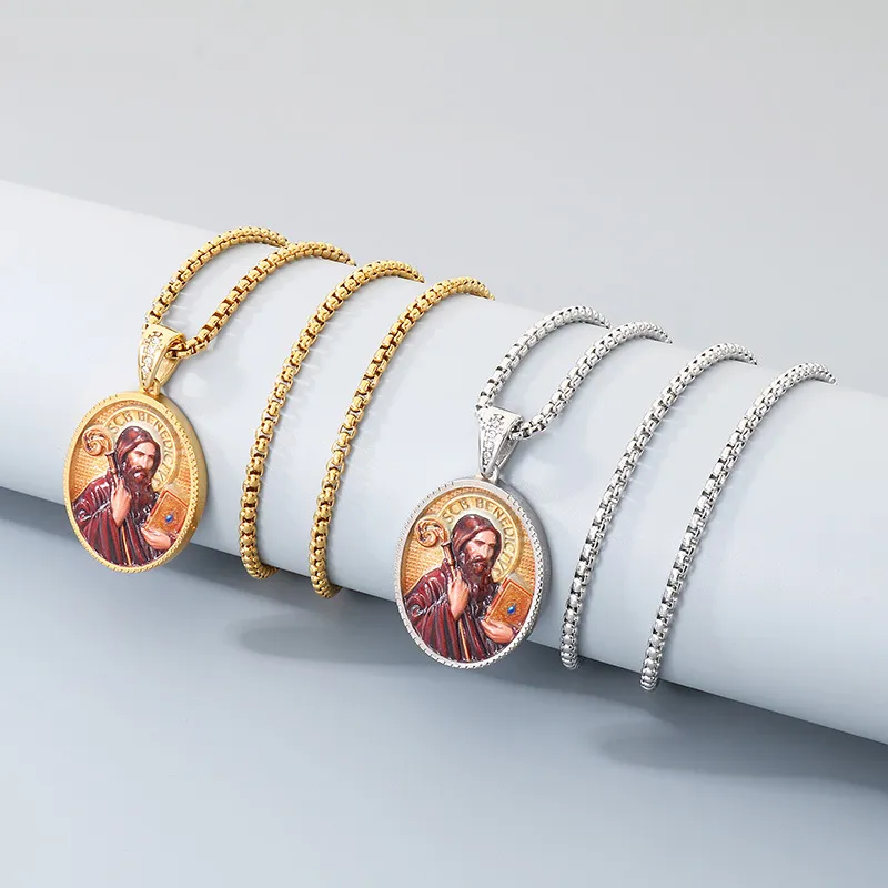 Kalen's New Fashionable Stainless Steel Oval Retro Portrait Men's Pendant Jewelry Wholesale