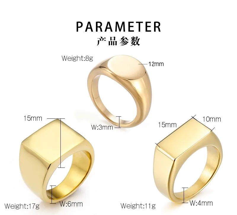 Geometric Surface Rectangular Laser Logo Black Cast Classic Stainless Steel Ring