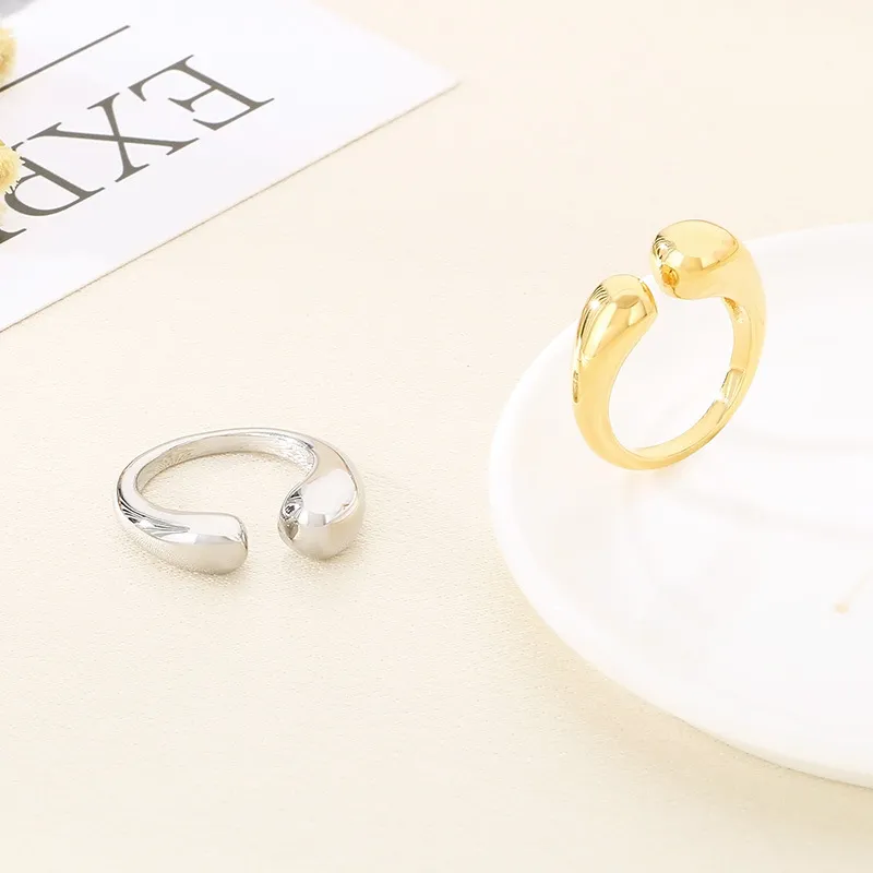 Smooth Geometric Irregular Opening Ring Electroplated with 18K Gold Stainless Steel Jewelry