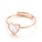 Fashion 18K Gold-Plated Stainless Steel Open Heart Ring Minimalist Adjustable White Shell Rings