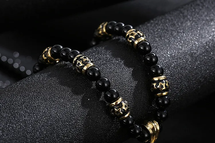 Stainless Steel Lion Head Pendant, Ethnic Style Buddhist Bead Bead Bead, Men's and Women's Long Necklace, Sweater Chain