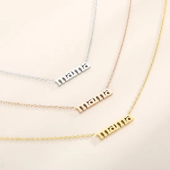 Mama Letter Pendant Necklace, Mother's Day Stainless Steel Jewelry