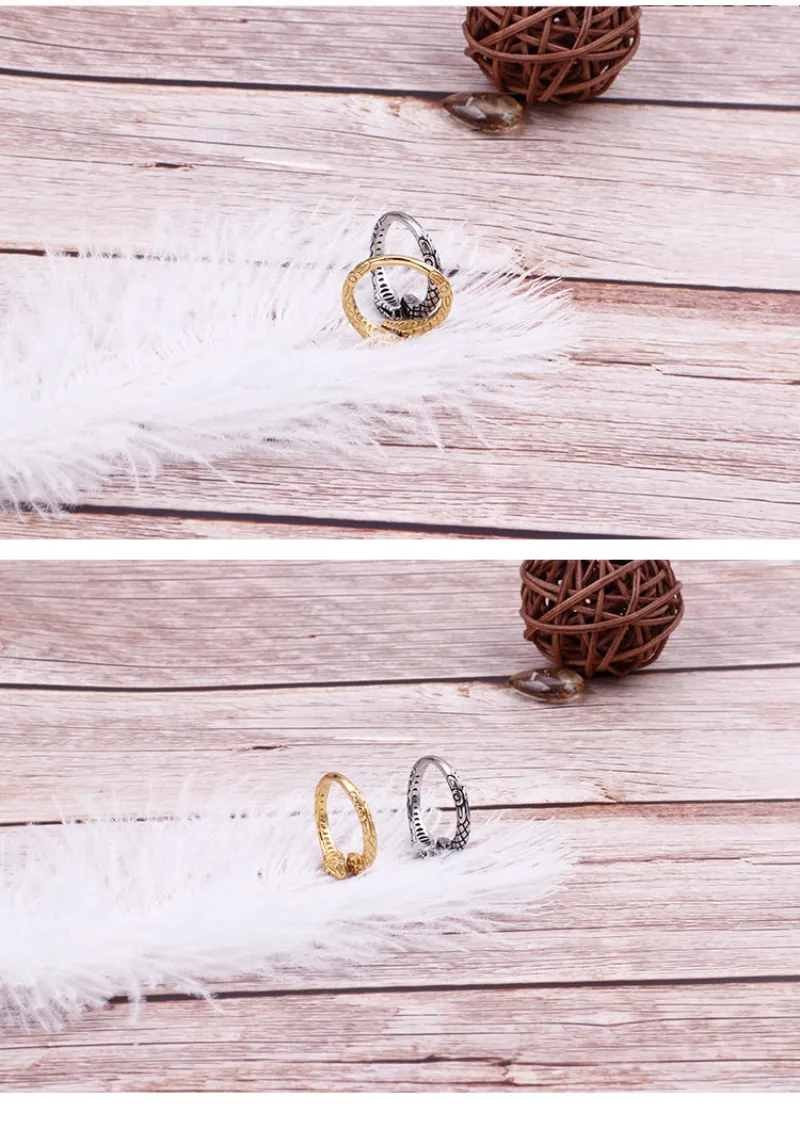 Hot Sale Gothic Vintage Fashion Jewelry Stainless Steel Snake Shape Adjustable Ring