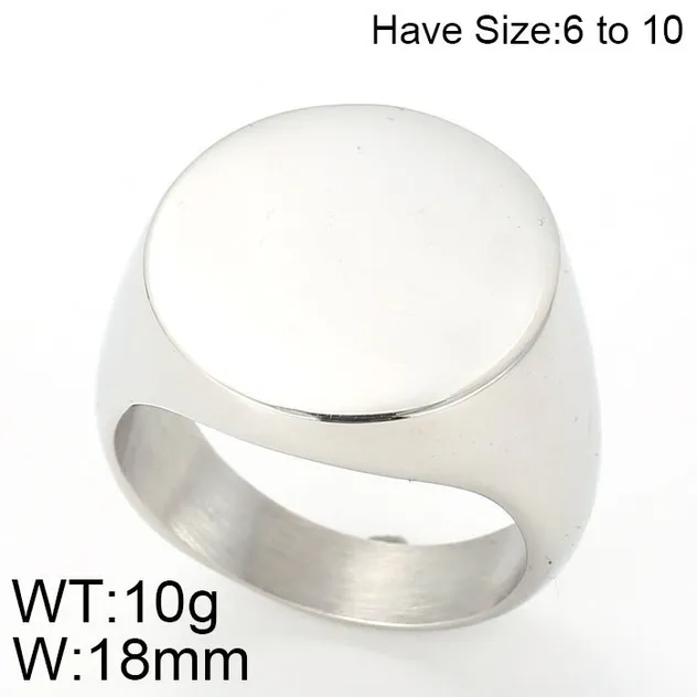 Customizable Retro Stainless Steel Stamp Ring for Unisex Fashion