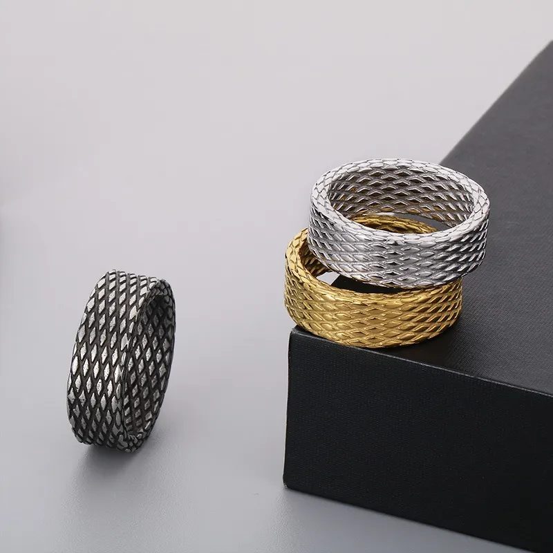 Men's Stainless Steel Jewelry Diamond Patterned Ring Suitable for Daily Wear