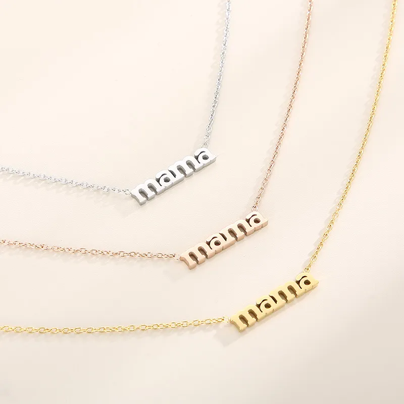 Mama Letter Pendant Necklace, Mother's Day Stainless Steel Jewelry