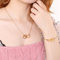 New Creative Heart-Shaped Cute Cat Paw Stainless Steel Necklace and Bracelet Jewelry Sets