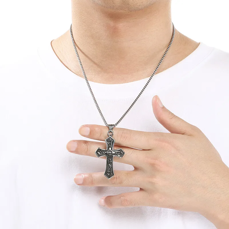 Creative Breathing Whistle Can Blow and Decompress Pendant, Exaggerated Blackening Ghost Head Cross Stainless Steel Men's Pendant