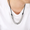 Vintage Western Cowboy Style Black Wax Rope Splicing Cuban Chain Long Adjustable Stainless Steel Men's Pendant Necklace