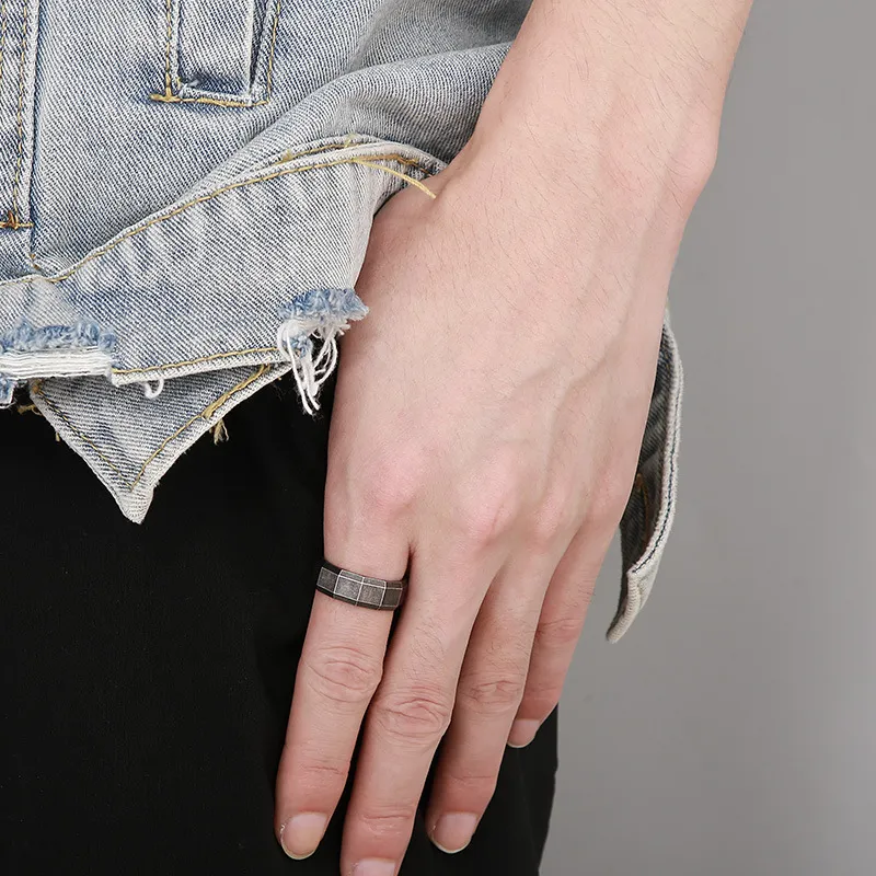 Dark Fashion Round Edged Ring Retro Stainless Steel Men's Jewelry Ring