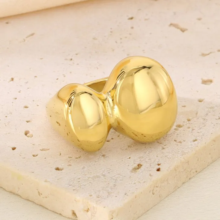 Trendy Irregular Flat Stainless Steel Ring for Hip-Hop Style