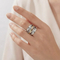 Fashion Entwined Multi-Band Shiny Zircon Ring Stainless Steel Vintage Oversized Wide Ring