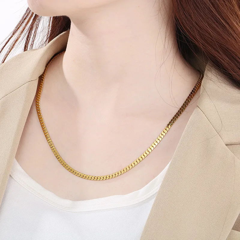 Fashion Link Chain Necklace Stainless Steel Flat Nk Chain DIY Jewelry Accessories