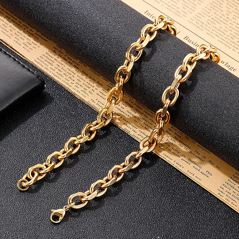 304 Stainless Steel Jewelry Hip Hop O-Shaped Edded Bracelet Necklace