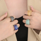 18K Gold Plated Women's Colorful Natural Stone Statement Ring