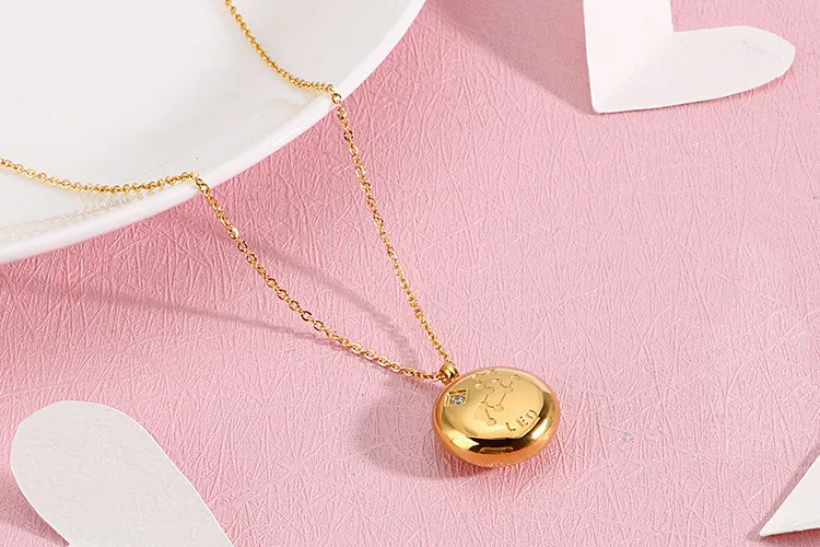 New Arrival 12 Constellation Gold Stainless Steel Guardian Necklace Gift Girlfriend Wholesale