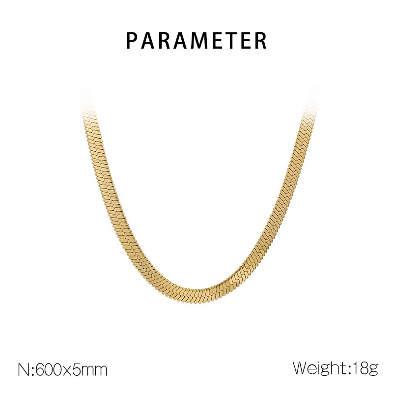18K Gold-Plated Stainless Steel Blade Chain Necklace Extender 2/3/4/5mm Chain Jewelry Necklace