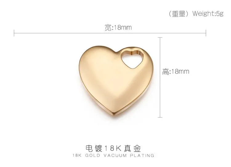 Stainless Steel Heart-Shaped Small Tag Pendant Stainless Steel Heart Jewelry Charms Accessories