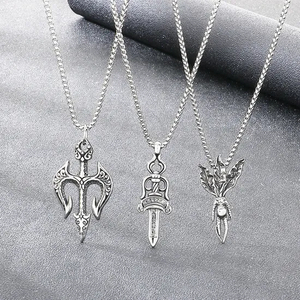 Cross Border Domineering Sea God Trident Dry Pendant Retro Magic Mandela Grass Sword Stainless Steel Men's Pendant Accessory