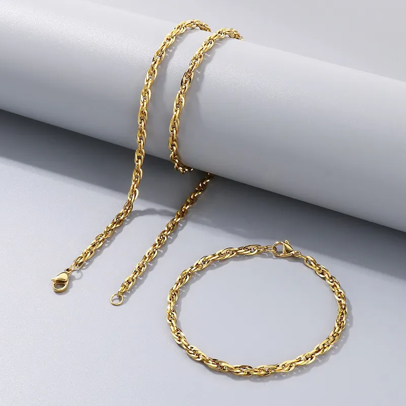 Fashionable and Versatile Plain Chain for Commuting, Ins Trendy Nightclub, Multi-Size Plain Fried Dough Twists Chain, Stainless Steel Necklace for Men and Women
