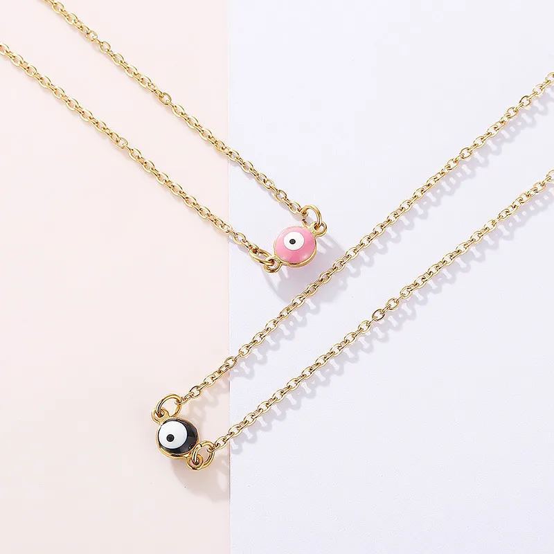 Small Blue Eye Necklace Lucky Stainless Steel Devil Eye Women's Necklace Wholesale