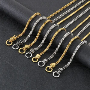 Stainless Steel Cast Dragon Head Snake Head Skull Lion Head Necklace Punk Style Jewelry