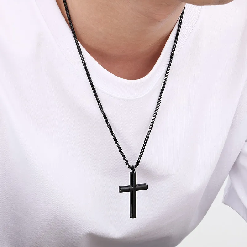 Trendy Retro Personalized Stainless Steel Cross Multi-Color DIY Pendant That Can Be Paired with a Chain