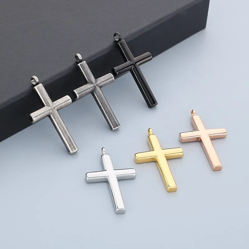 Trendy Retro Personalized Stainless Steel Cross Multi-Color DIY Pendant That Can Be Paired with a Chain