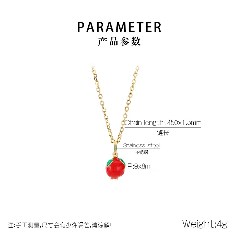 Trendy Dopamine Fruit Necklace Oil-Dripping Mangosteen Star Pendant Stainless Steel Jewelry Wholesale