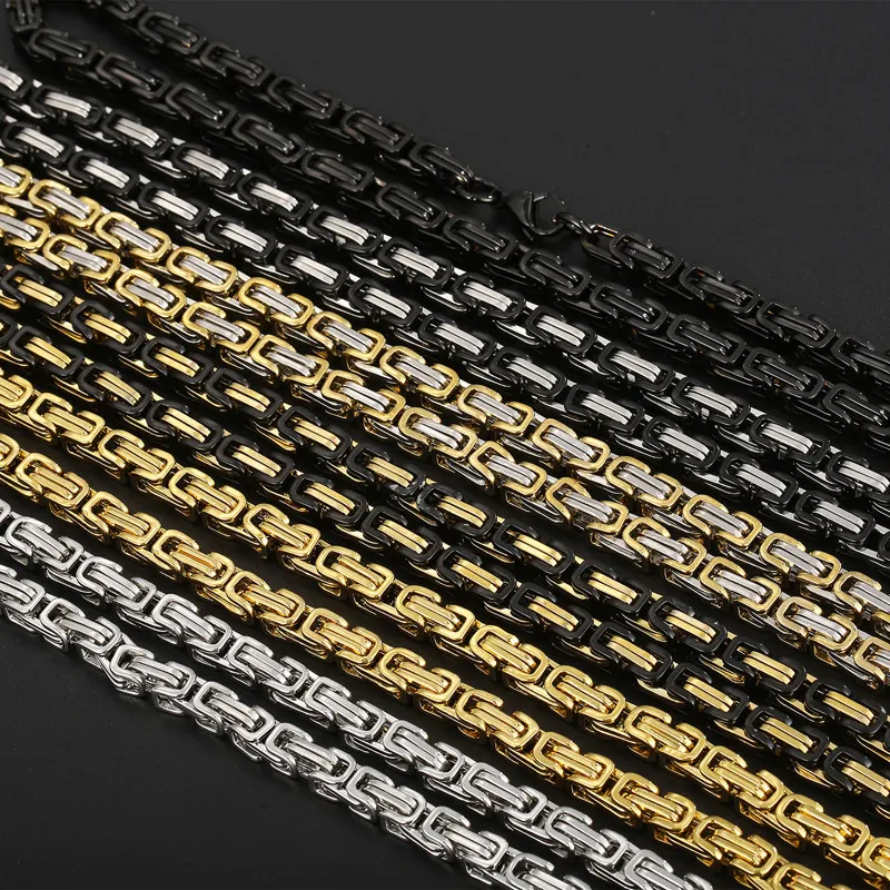 European American Bold Emperor Chain Men's Handmade Multi-Size Stainless Steel Link Necklace