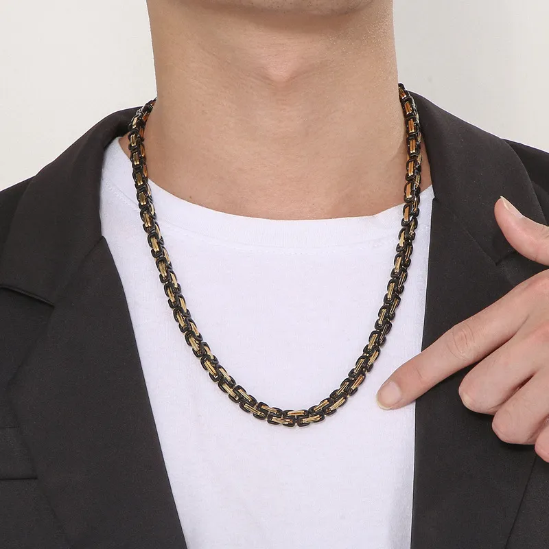 European American Bold Emperor Chain Men's Handmade Multi-Size Stainless Steel Link Necklace
