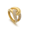 Oversized Diamond-Encrusted Stainless Steel Ring with Unique Geometric Design