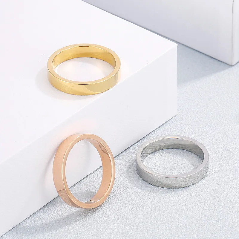 Fashion Niche High-End Stainless Steel Smooth Surface Ring Wholesale for Couples' Rings
