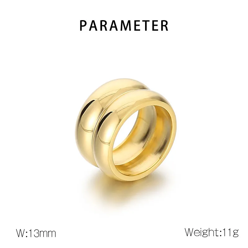 Retro Double-Circle Smooth Minimalist High-End Stainless Steel Ring for Women
