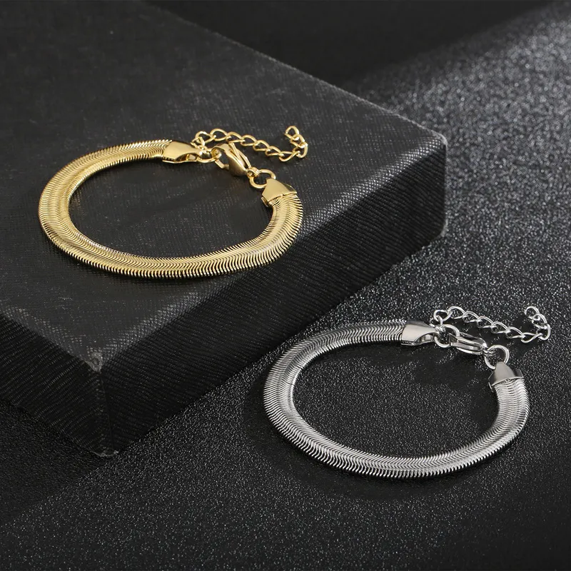 Fashionable New European and American Style, Simple and Personalized, Internet Celebrity Street Style, Snake Bone Chain Stainless Steel Bracelet
