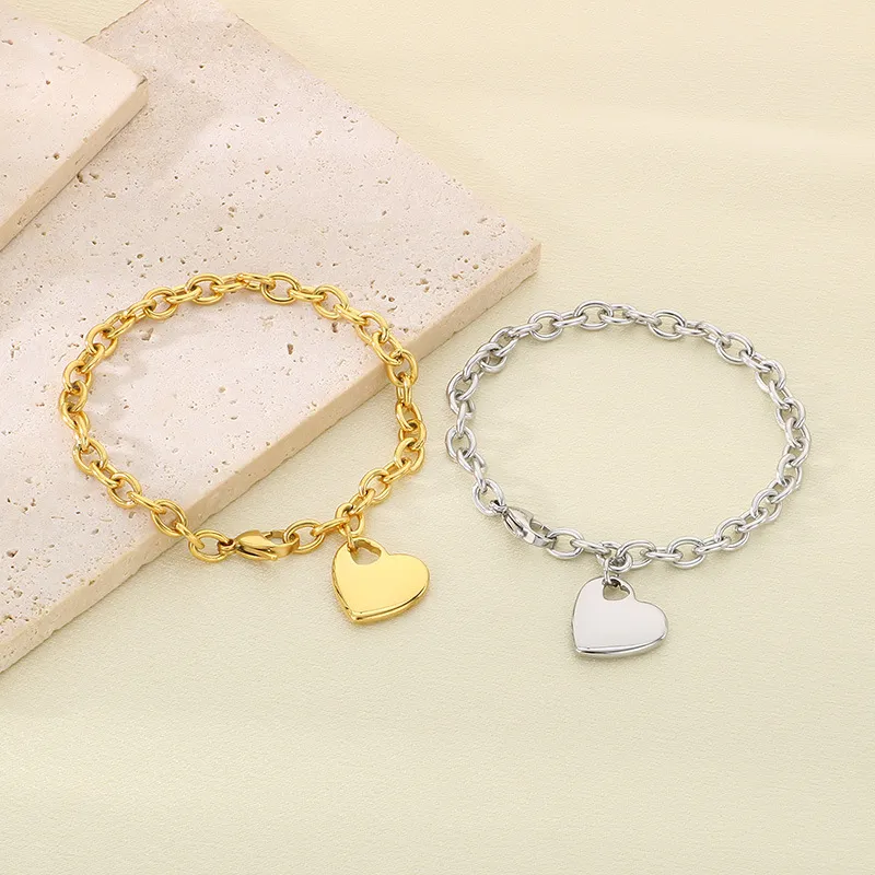 Fashion Ins Heart Pendant O-Chain Bracelet Personalized Minimalist Love Stainless Steel Bracelet