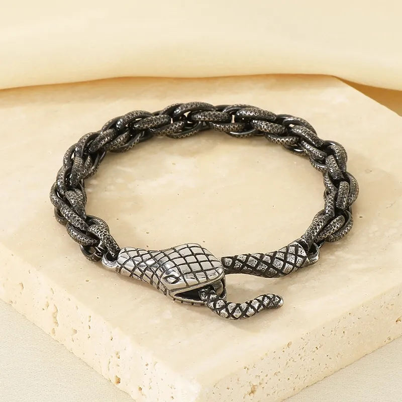 Domineering Animal Head Bracelet Creative Design Hip-Hop Emperor Chain Snake Head Stainless Steel Bracelet