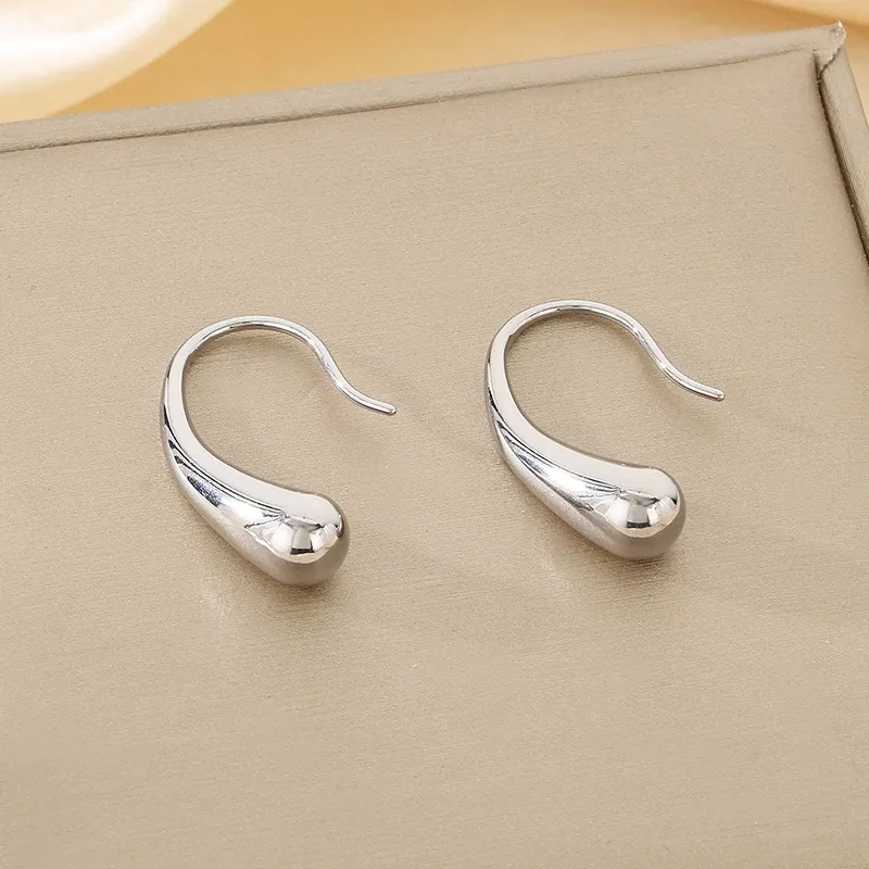 Minimalist Stainless Steel Water Drop Ear Hooks Fashion Versatile Small Earrings Wholesale