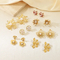 Vintage-Inspired Pearl-Embellished Geometric Flower Earrings in 18K Gold