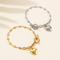 New European and American Style Ot Buckle Heart Necklace and Bracelet Stainless Steel Women's Set