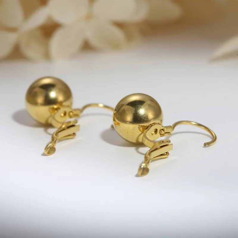 Wholesale European American Minimalist Earrings Stainless Steel Ball Ear Buckles Fashion Jewelry