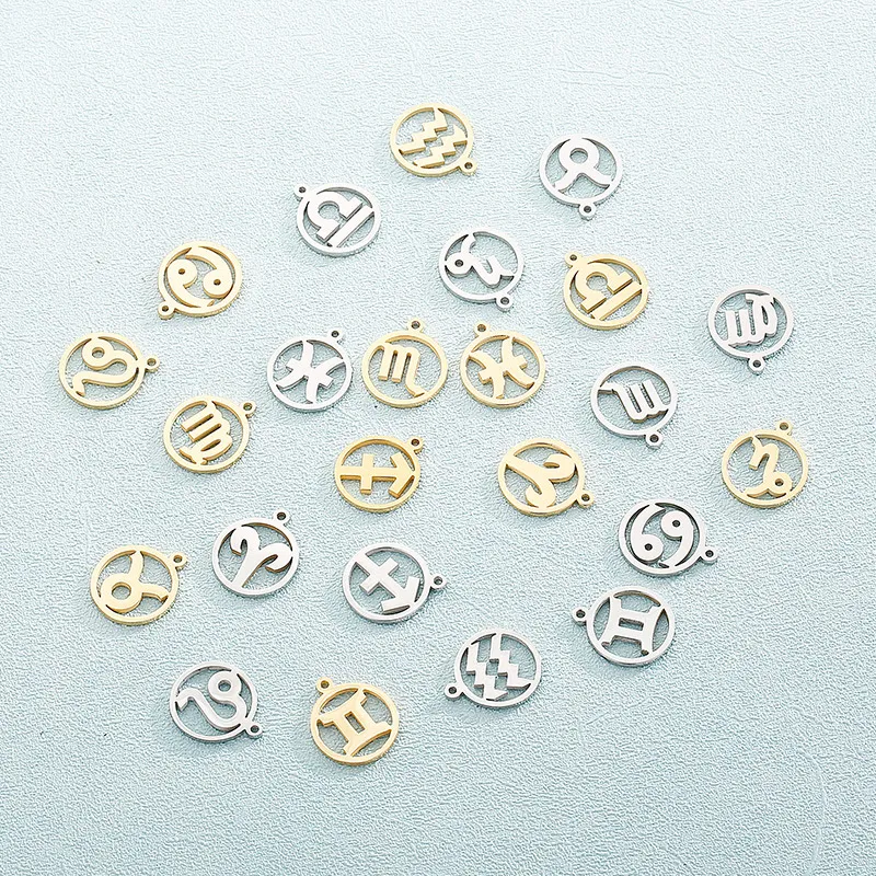 Twelve Constellation Necklace Pendant Stainless Steel Jewelry DIY Accessories